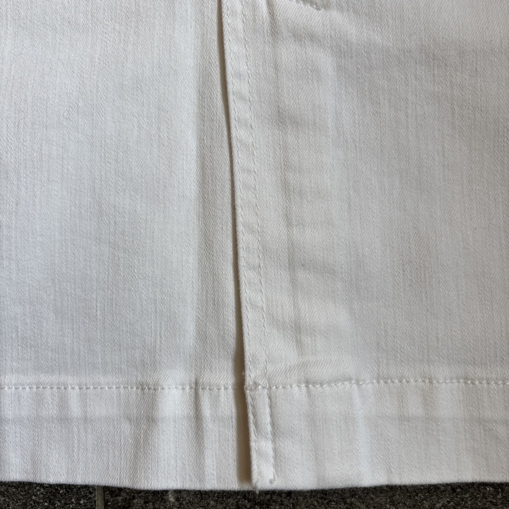 Talbots Size 10 White Denim Skirt 5 Pocket 3/4 Length Cotton Blend Front Slit - Picture 5 of 16